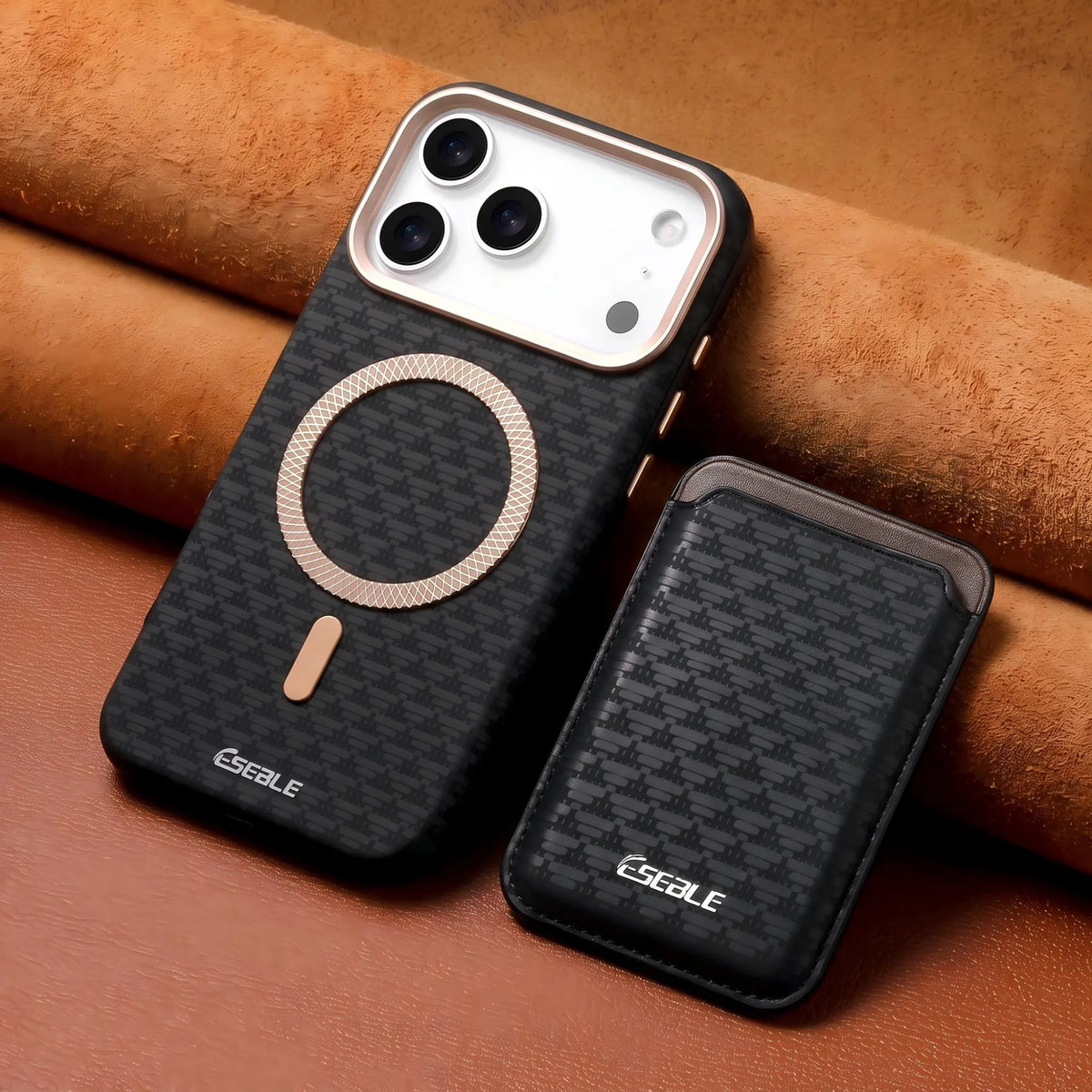 ESEBLE™ Detachable Magnetic Woven Leather iPhone Wallet Case – MagSafe Compatible
