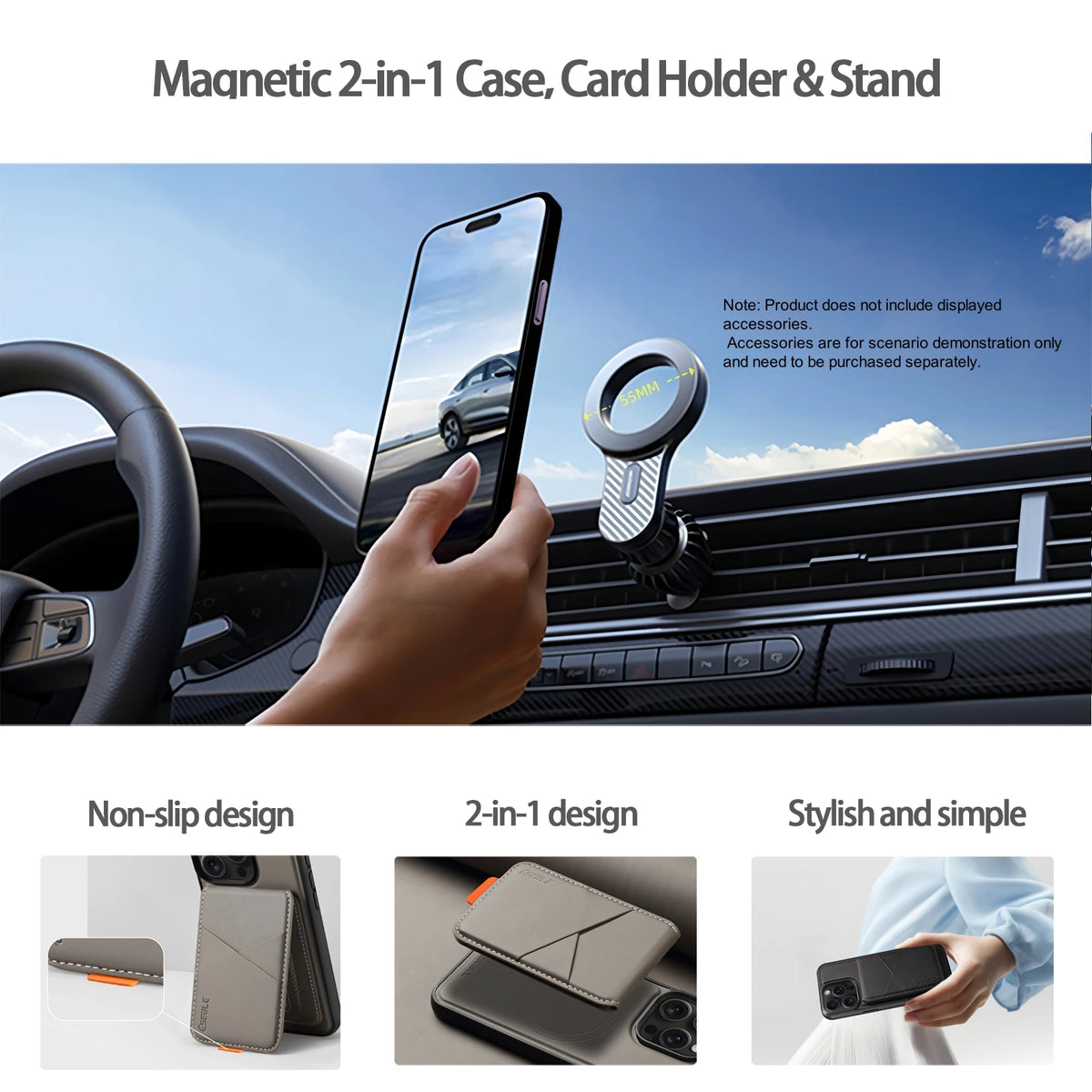 ESEBLE™ 2-in-1 Detachable Magnetic Leather iPhone Wallet Case