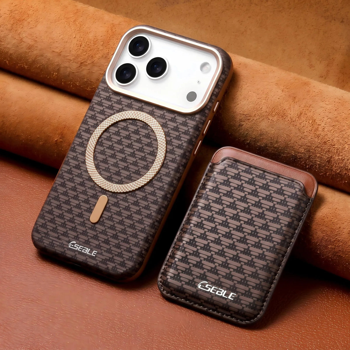 ESEBLE™ Detachable Magnetic Woven Leather iPhone Wallet Case – MagSafe Compatible