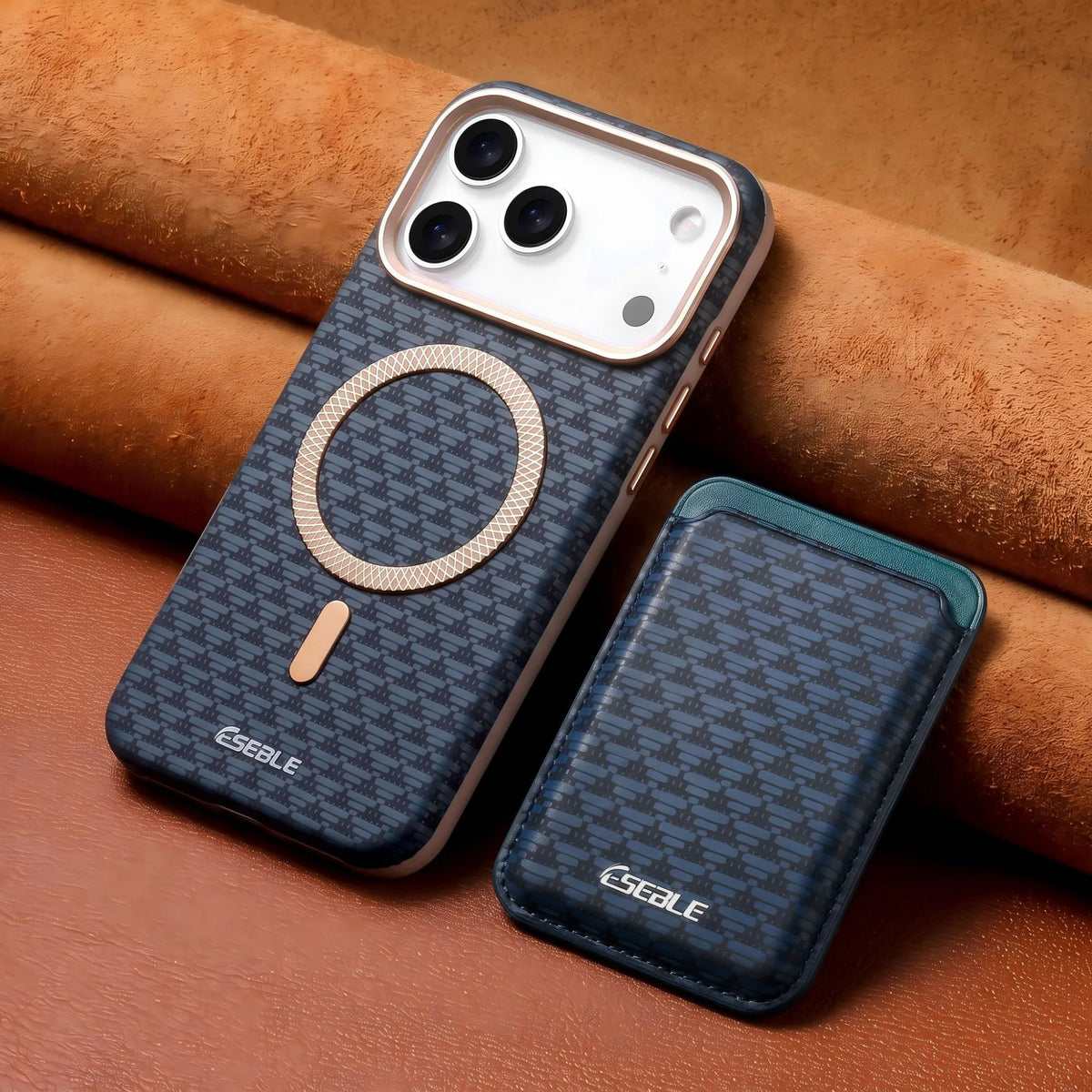 ESEBLE™ Detachable Magnetic Woven Leather iPhone Wallet Case – MagSafe Compatible